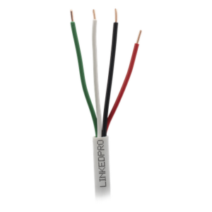 LINKEDPRO LP418W/1000 – Cable para Alarma / 4x18 AWG / Bobina 305 m (1000 ft) / Clasificación CM / Cobre Sólido / Blanco
