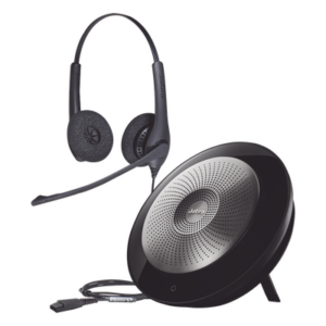 JABRA KITSPEAKBIZAF – Kit de Auriculares y Altavoz / Cancelación de Ruido / Conexión 3.5mm / Push-to-Talk / Brazo 270°