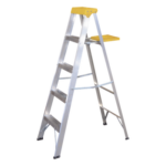 SURTEK SYS-ET5 – Escalera Tipo Tijera / 5 Peldaños / Aluminio Tipo III / 1.83 m (6 ft) / Carga 90 kg / ANSI A14.2