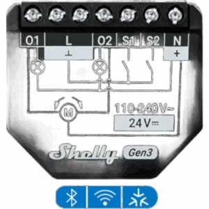 SHELLY SHELLY2PMGEN3 – Interruptor Inteligente Wi-Fi / 2 Canales / 10 A por Canal / Medición de Energía / Bluetooth 4.2