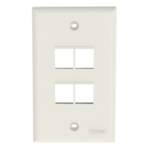 PANDUIT NK4FNIW – Placa de Pared Vertical / 4 Puertos Keystone / ABS / Blanco Mate / 69.8 x 114.3 mm / 2.75 x 4.5 pulg. / RoHS