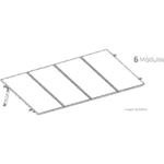 BASEL KITBASEL1X6 – Estructura de Montaje Fotovoltaico / Losa Plana / Configuración 1x3 / Viento 170 km/h / Inclinación 10° / Rieles E-O 3.55 m (11.65 ft) / Rieles N-S 2.14 m (7.02 ft) / Altura 0.52 m (1.71 ft) / Área 10 m² / Módulos 645