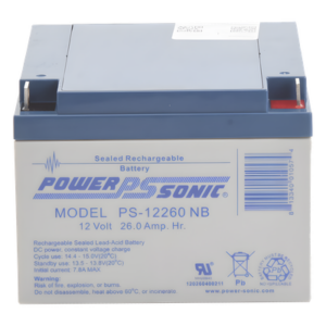 POWER SONIC PS-12260-NB – Batería de Respaldo AGM/VRLA / 12V 26Ah / Terminales NB / Vida Útil 5 Años / Certificación UL
