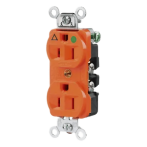 HUBBELL HUB-IG8-200 – Contacto Dúplex / Grado Hospital / 15 A / 125 V / 2 Polos 3 Hilos / NEMA 5-15R / Naranja