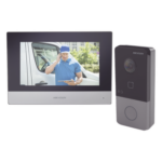 HIKVISION DS-KIS603-P – Kit de Videoportero IP / PoE / 1080p / Monitor Táctil 7" / IR 3 m (9.8 ft) / Lector MIFARE / IP65 / 1 Departamento