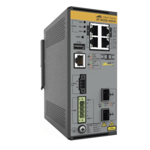 ALLIED TELESIS AT-IE220-6GHX-980 – Switch Industrial L2+ / 4 Puertos PoE++ 95W / 2 SFP+ 10G / Sin Ventilador / -40°C a 75°C / UL 2043