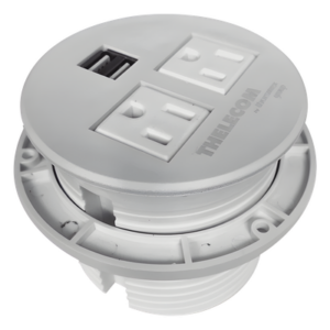THORSMAN TMC-E2-USB-2N – Multicontactos / USB empotrable color blanco, no incluye cable de poder