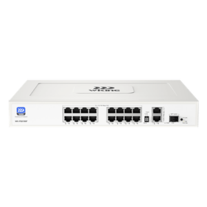WI-TEK WK-PS219GF – Switch PoE No Administrable / 16 Puertos 10/100 Mbps / 2 Puertos Uplink Gigabit / 1 Ranura SFP 1000 Mbps / Presupuesto PoE 180 W / Hi-PoE 60 W