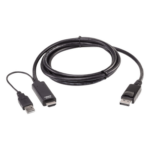 ATEN 2L7D02HDP – Cable Conversor HDMI a DisplayPort / True 4K 4096x2160 / 60 Hz / 1.8 m (5.9 ft) / USB-A Alimentación