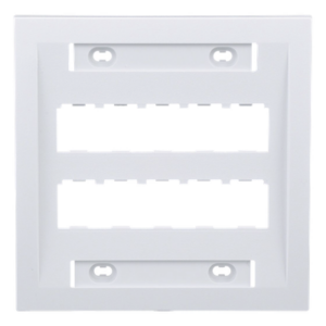 PANDUIT CFPE10WH-2GY – Placa de Pared Vertical / 10 Puertos Mini-Com / ABS / 4.5 x 4.5 pulg. / Blanco