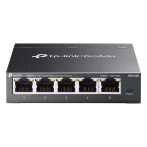 TP-LINK ES205G – Switch Gestionado SDN / 5 Puertos Gigabit / 10 Gbps Capacidad Switching / 7.4 Mpps Forwarding Rate / Fanless / VLAN 802.1Q / QoS 8 Colas