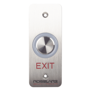 ROSSLARE SECURITY PRODUCTS EX-16E0 – Botón de salida táctil / Temporizador 1-60 s / LED RGB configurable / IP65 / 24 VCC / Acero inoxidable
