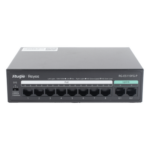 RUIJIE RG-ES110FG-P – Switch PoE+ No Administrable / 8 Puertos PoE+ 10/100 / 2 Uplinks Gigabit / 110 W / Sin Ventilador / Protección 4 kV