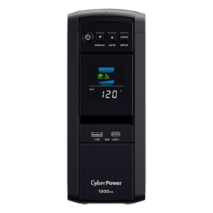CYBERPOWER CP1000PFCLCDA – UPS de Torre / 1000 VA / 600 W / Onda Senoidal Pura / Línea Interactiva / 10 Tomas NEMA 5-15R / AVR / LCD Multifunción