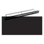 LINKEDPRO BY EPCOM LP-PP-23-STP-BK-24P – Panel de Parcheo Modular Blindado / 24 Puertos STP / 1U / Acero SPCC 1.5mm / Ángulo Ajustable ±30'