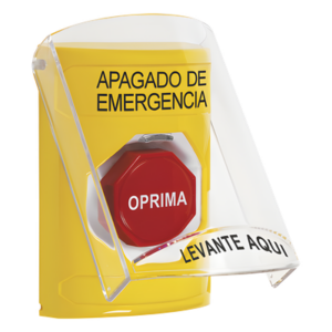 STI SS2222PO-ES – Botón de Emergencia / Tapa Policarbonato Resistente / Restablecimiento con Llave / LED Opcional / UL cUL ADA / Interior y Exterior