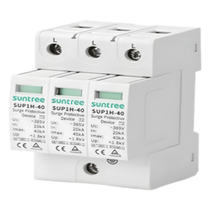 SUNTREE SUP1H40/480VAC/3P – Supresor de Picos / 440 VCA / 3 Polos / 40 kA / IP20 / -40°C a +80°C / Riel DIN 35 mm