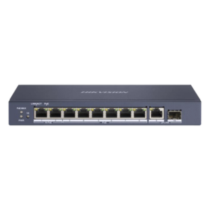 HIKVISION DS-3E0510HP-E – Switch PoE+ / 7 Puertos Gigabit 802.3af/at 30W / 2 Puertos Hi-PoE 90W / 1 Puerto Uplink Gigabit / 1 Puerto SFP / Modo Extendido 300 m (984 pies) / 110 W Total