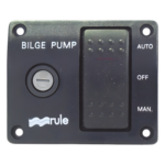 RULE 43 – Switch de Panel / Control Manual 3 Posiciones / Portafusibles Integrado / Indicador LED Rojo / 73 mm x 60 mm / 0,07 kg