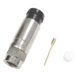 EPCOM TITANIUM TT11-F02 – Conector F Macho / Compresión Axial / Cable Coaxial RG-11 / 75 Ohm / Bronce Niquelado