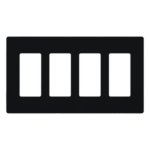 LUTRON ELECTRONICS SC4MN – Placa de Pared Decorativa / 4 Espacios / Diseño sin Tornillos Visibles / Acabado Satinado Midnight / Apertura Tipo Designer