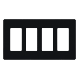 LUTRON ELECTRONICS SC4MN – Placa de Pared Decorativa / 4 Espacios / Diseño sin Tornillos Visibles / Acabado Satinado Midnight / Apertura Tipo Designer