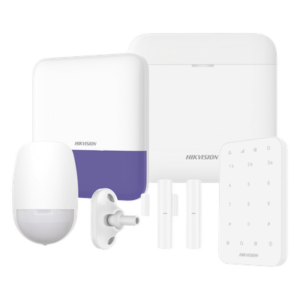 HIKVISION AXPRO-KIT-KEYPAD – Kit de Alarma Inalámbrico / 48 Zonas Programables / Wi-Fi 2.4 GHz y LAN / Frecuencia 433 MHz / Batería de Respaldo 35 h / 6 Componentes Incluidos