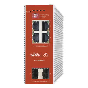 WI-TEK WI-PCMS306GF-I – Switch PoE Industrial L2+ / 4 Puertos Gigabit PoE 802.3af/at / 2 Puertos SFP / Presupuesto PoE 120 W / Administración Cloud / Protocolo ERPS / Sin Ventiladores / IP40