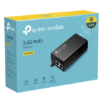 TP-LINK POE260S – Inyector PoE+ / 30W / 2 Puertos 2.5 Gbps / 802.3af/at / Alcance 100 m (328 ft) / Plug and Play