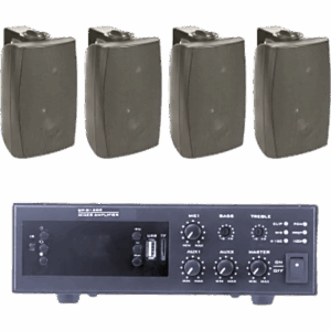 EPCOM PROAUDIO EPB120E/4WS – Kit de Audio para Instalaciones / Amplificador 120W / 4 Altavoces de Pared 2 Vías / Sistema 70/100V / Bluetooth / XLR Phantom 48V
