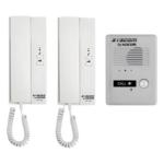 SYSCOM VIDEO KDP-602-A/D – Kit de Audio Portero / 2 Auriculares / Frente de Calle Metálico / Montaje Pared o Escritorio / 0.5W-3.3W
