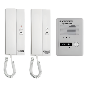SYSCOM VIDEO KDP-602-A/D – Kit de Audio Portero / 2 Auriculares / Frente de Calle Metálico / Montaje Pared o Escritorio / 0.5W-3.3W