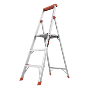 Little Giant Ladder Systems FLIPNLITE-3C – Escalera de Aluminio / 3 Peldaños / Altura 1.5 m (4.9 ft) / Plataforma con Bandeja para Herramientas / Patas Antideslizantes