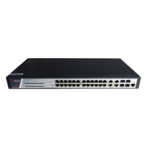 HIKVISION DS-3E2528P(B) – Switch Administrable PoE+ / 24 Puertos Gigabit PoE+ / 4 Puertos Gigabit / 4 Puertos SFP Uplink / 370W / 22.8 Gbps / PoE Extendido 200 m (656 ft)