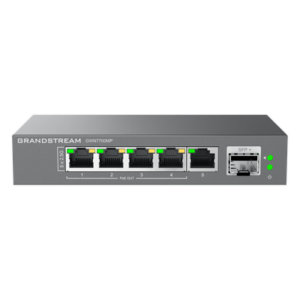 GRANDSTREAM GWN7700MP – Switch Multi-Gigabit No Administrable / 5 Puertos 2.5 Gbps (4 PoE) / SFP+ 1/10 Gbps / 45 Gbps Switching / Sin Ventilador / Montaje Escritorio o Pared