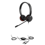 JABRA EVOLVE-30I-IDUO-MS-USBC/A – Auricular Profesional UC / Cancelación de Ruido Avanzada / Conexión Dual USB-C/A y 3.5 mm / Micrófono con Supresión de Ruido de Fondo / Controlador en Cable con LED / Almohadillas para Uso Prolongado