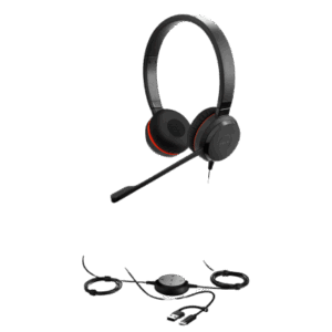 JABRA EVOLVE-30I-IDUO-MS-USBC/A – Auricular Profesional UC / Cancelación de Ruido Avanzada / Conexión Dual USB-C/A y 3.5 mm / Micrófono con Supresión de Ruido de Fondo / Controlador en Cable con LED / Almohadillas para Uso Prolongado
