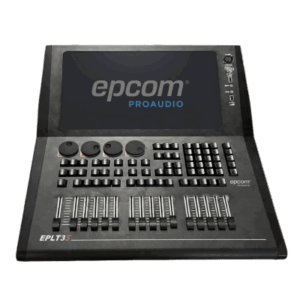 EPCOM PROAUDIO EPL-T3S – Consola de Control de Iluminación / 4 Universos DMX Nativos / 32 Universos Expandibles / 15 Faders de Reproducción / Pantalla Táctil 15.6 pulgadas / 4GB RAM + 128GB SSD / Linux OS