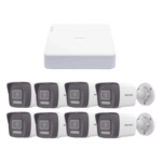 HIKVISION KIPCV2M/8B – Kit de Videovigilancia IP / NVR 8 Canales PoE / 8 Cámaras Bala 2 Megapixel / ColorVu Lite / IR 30 m (98.4 ft) / Lente 2.8 mm 103°