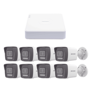 HIKVISION KIPCV2M/8B – Kit de Videovigilancia IP / NVR 8 Canales PoE / 8 Cámaras Bala 2 Megapixel / ColorVu Lite / IR 30 m (98.4 ft) / Lente 2.8 mm 103°