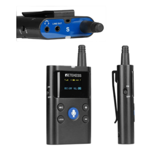 RETEKESS TT126L – Transmisor Inalámbrico / Sistema de Guía Turístico Bidireccional / Alcance 280 m (919 ft) / Autonomía 10-70 h / 12-25 Canales / Micrófono Ajustable 7 Niveles / Puerto Tipo C
