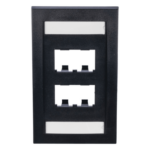 PANDUIT CFPE4BLY – Placa de Pared Vertical / 4 Puertos Mini-Com / Con Espacio para Etiquetas / 2.75 x 4.5 pulg. / Perfil Elevado / Negro