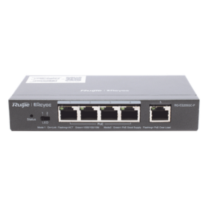 RUIJIE RG-ES205GC-P – Switch Administrable PoE / 5 Puertos Gigabit / 4 Puertos PoE 802.3af/at / 54 W / Capacidad 10 Gbps / Gestión Cloud / Sin Ventilador