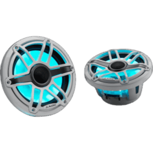 JL AUDIO 10-03074-00 – Bocinas Náuticas / 7.7" Coaxial / 100 W RMS / LED Transflective™ / Rejilla Deportiva Blanca / 4 Ω / 91 dB / 45 Hz-25 kHz