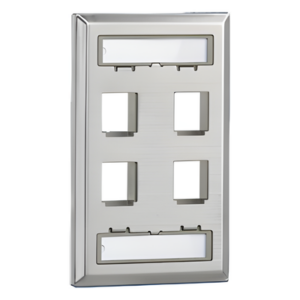 PANDUIT NKF4S – Placa de Pared Vertical / 4 Puertos Keystone / Acero Inoxidable / Etiquetas Integradas / Montaje Vertical / 0.33 ft x 0.33 ft