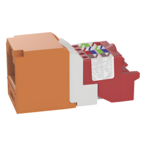 PANDUIT CJ5E88TOR – Conector Jack RJ45 / Cat 5e / 8P8C / Estilo T / Mini-Com / Terminación sin Impacto / 100W PoE / Naranja