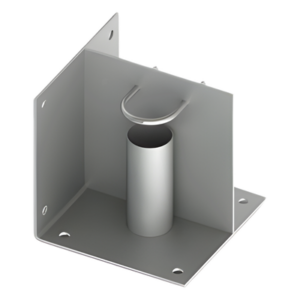 SYSCOM TOWERS SLM-BA-2G – Base de Montaje para Mástil de 2" / Acero Galvanizado / Instalación en Piso o Esquina / Compatible con Mástiles SLM-15
