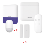 HIKVISION DS-PWA48-KV2 – Kit de Alarma Inalámbrica / 48 Zonas / 2 PIR 15 m (49.2 ft) / Sirena Exterior 110 dB / Batería de Respaldo 12 h / Wi-Fi / AES-128