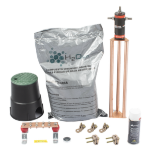TOTAL GROUND KIT-MASTER-45AB-V2 – Kit de Puesta a Tierra / 45 A / Resistencia < 2 Ω / Electrodo Magnetoactivo / Compuesto Higroscópico / Brújula y Nivel Integrados