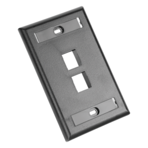 PANDUIT NK2FBL – Placa de Pared Vertical / 2 Puertos Keystone / Diseño Plano / 69.8 x 114.3 mm (2.75 x 4.5 pulg.) / Etiquetas Integradas / Color Negro
